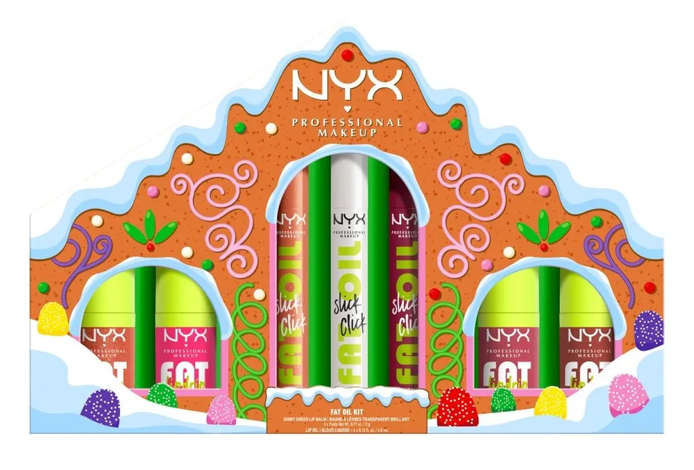 NYX Professional Makeup Holiday Fat Gingerbread Lip Gloss House Kit (3x4,8g)