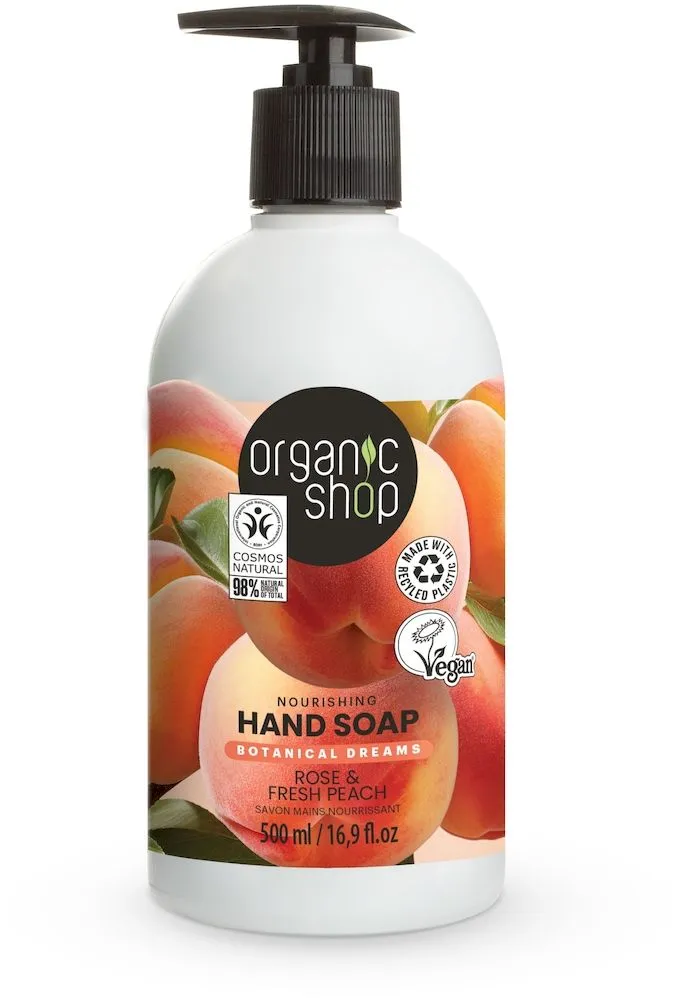 Organic Shop Nourishing Hand Soap Rose Peach (500mL)
