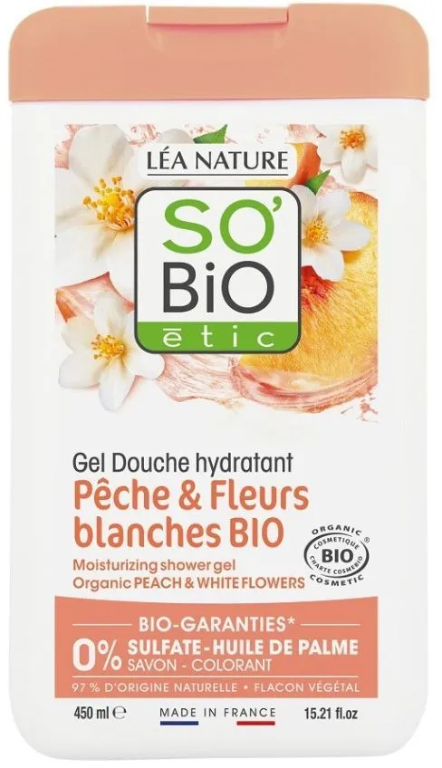 So'BiO étic Moisturizing Shower Gel Peach & White Flowers (450mL)