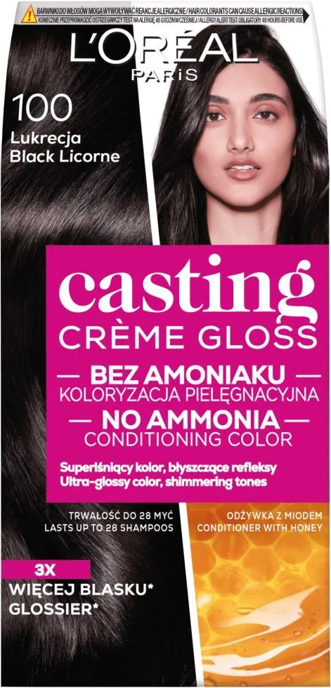 L'Oreal Paris Casting Creme Gloss Semi-Permanent Hair Color 100 Black Licorne