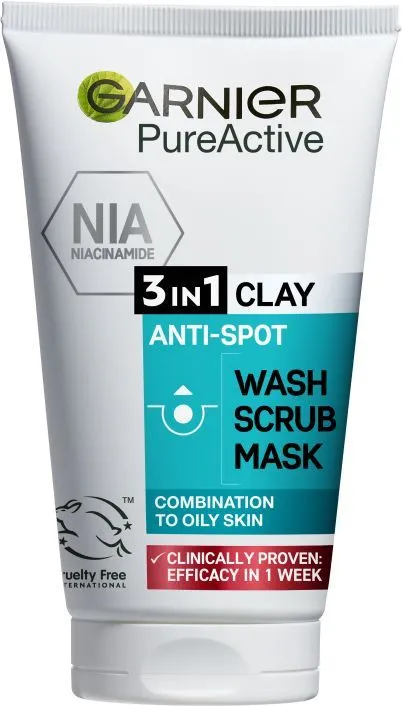 Garnier Skin Naturals Pure Active 3 in 1 Scrub (150mL) Oily To Combination Skin Prone To Imperfections