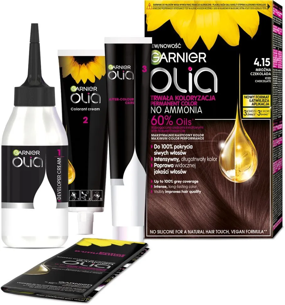 Garnier Olia Ammonia Free Permanent Hair Color 4.15 Frosted Chocolate