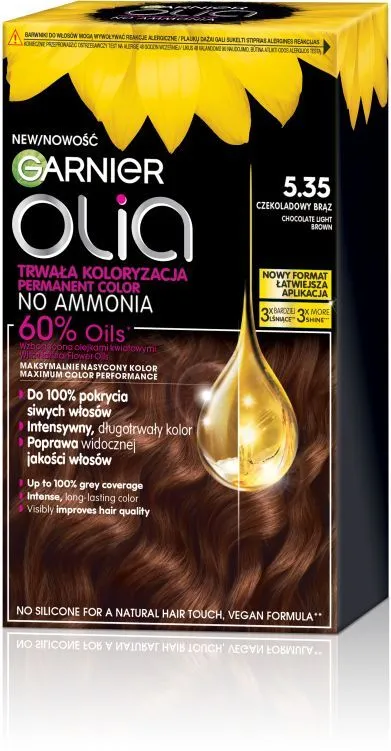 Garnier Olia Ammonia Free Permanent Hair Color 5.35 Chocolate Brown
