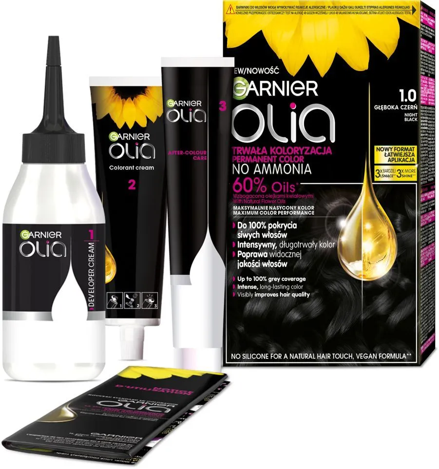 Garnier Olia Ammonia Free Permanent Hair Color 1.0 Deep Black