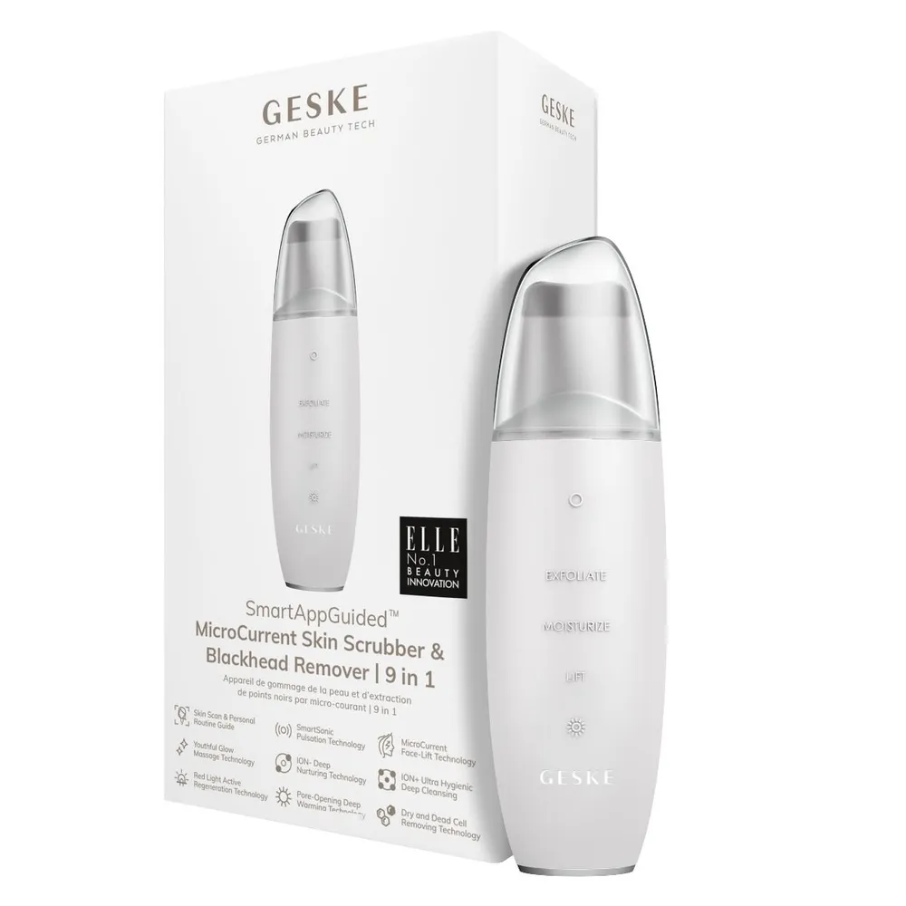 GESKE SmartAppGuided™ MicroCurrent Skin Scrubber & Blackhead Remover 9in1 White