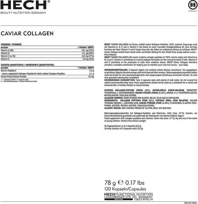 HECH Caviar Collagen Capsules (120pcs)