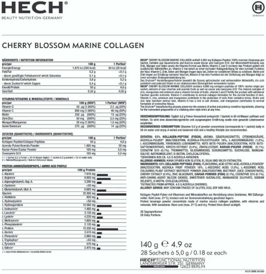 HECH Cherry Blossom Caviar Collagen Sticks (28pcs)