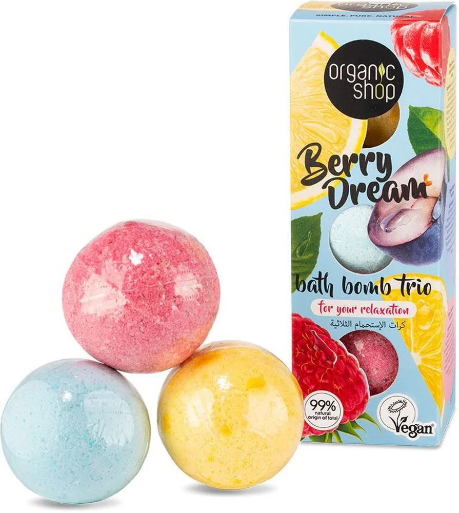 Organic Shop Bath Bomb Trio Berry Dream (3x85g)