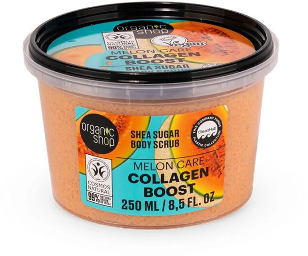 Organic Shop Shea Sugar Body Scrub Melon Care Collagen Boost (250mL)