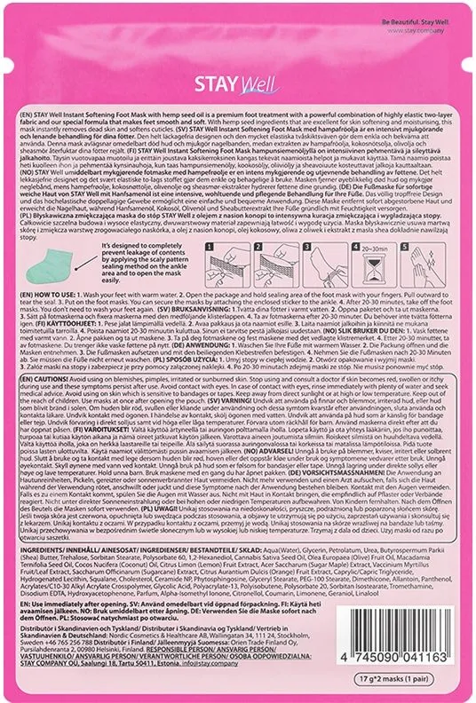 STAY Well Instant Softening Foot Mask Hemp Seed (1pair)
