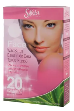Silkia Hair Removal Wax Stripes for Face with Aloe Vera Cream (20pcs)