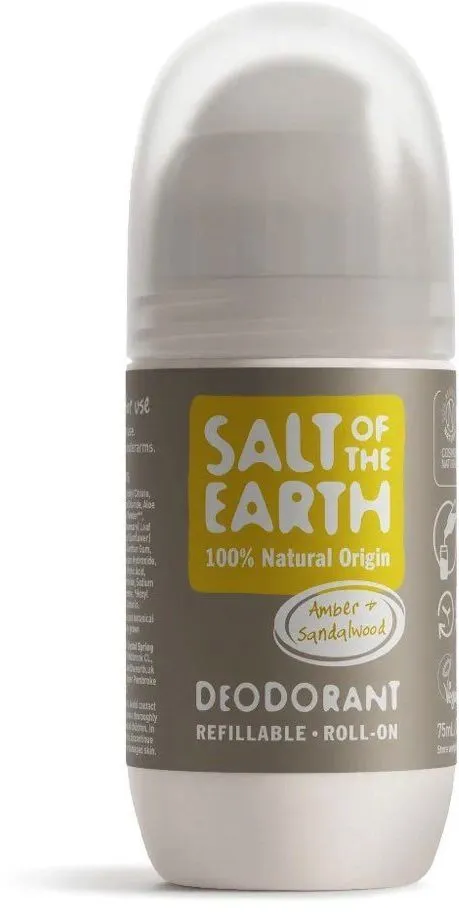 Salt of the Earth Amber & Sandalwood Natural Roll-On Deodorant (75mL) Refillable