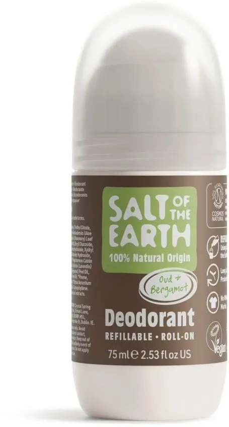 Salt of the Earth Oud & Bergamot Natural Roll-On Deodorant (75mL) Refillable