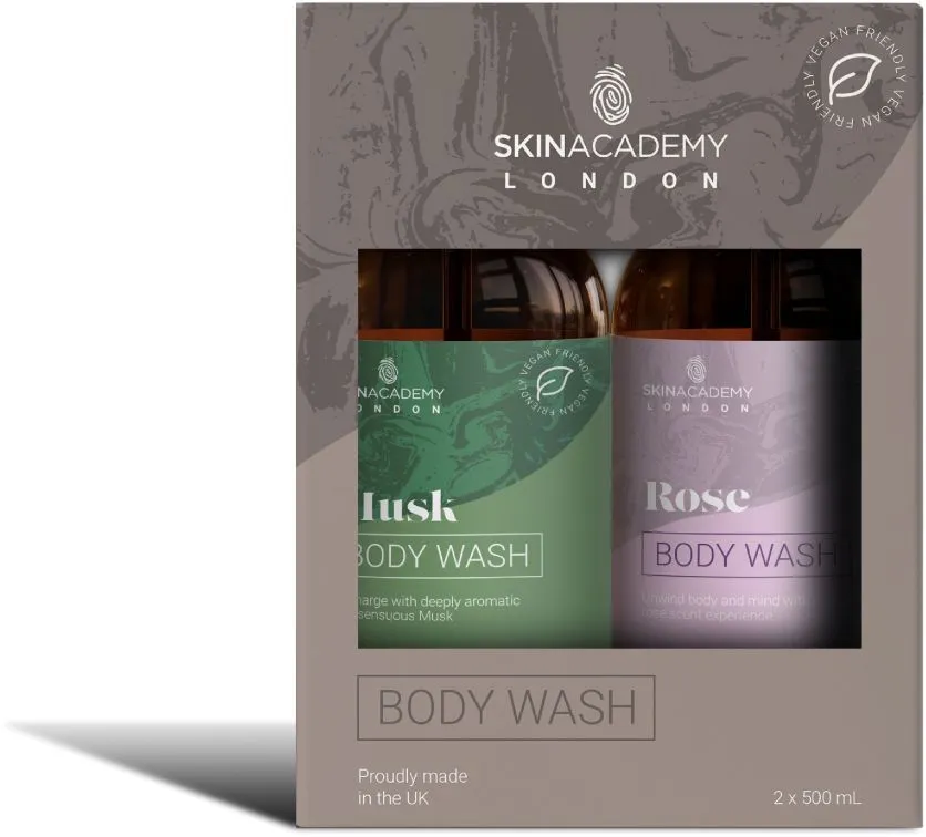 Skin Academy London Body Wash Duo Musk + Rose (2x500mL)