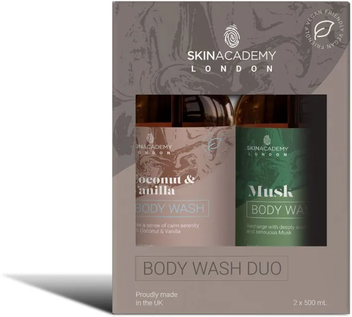Skin Academy London Body Wash Duo Coconut & Vanilla + Musk (2x500mL)