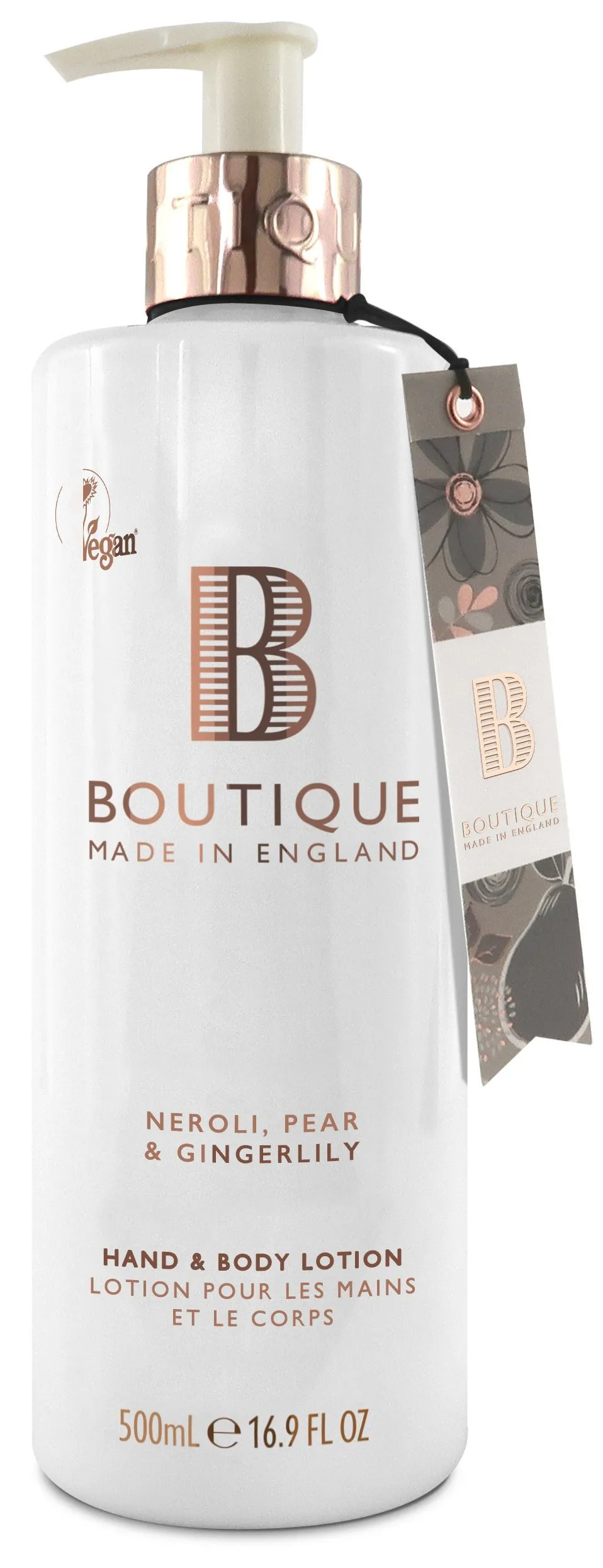 Boutique Vegan Hand & Body Lotion Neroli, Pear & Gingerlily (500mL)