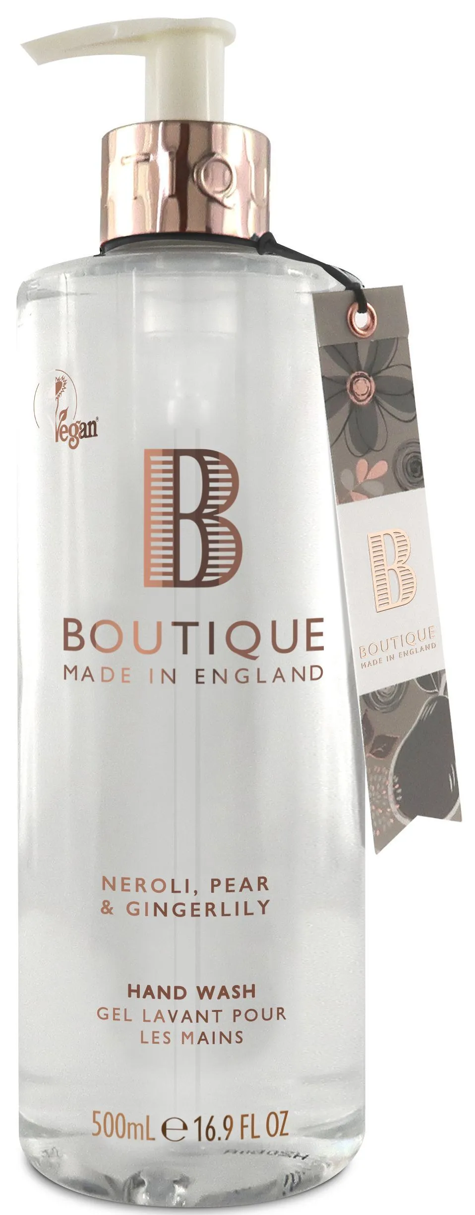 Boutique Vegan Hand Wash Gel Neroli, Pear & Gingerlily (500mL)