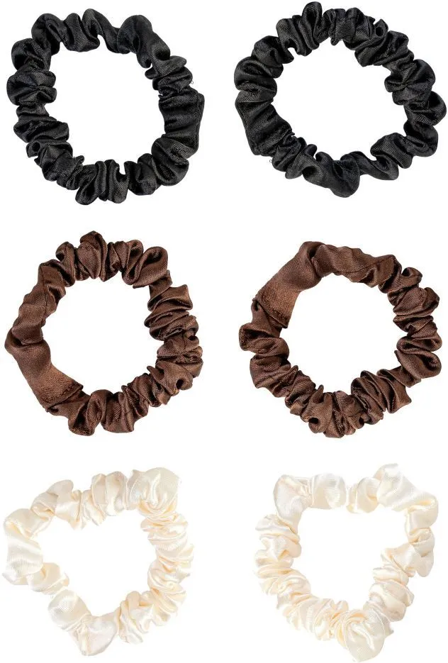 Brushworks Skinny Satin Scrunchies (6pcs)