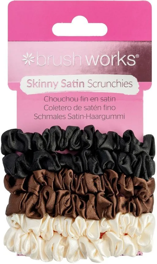 Brushworks Skinny Satin Scrunchies (6pcs)