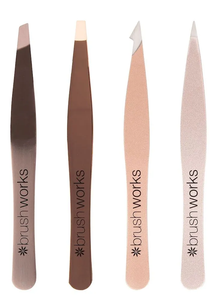 Brushworks Combination Tweezer Set (4pcs) Gold