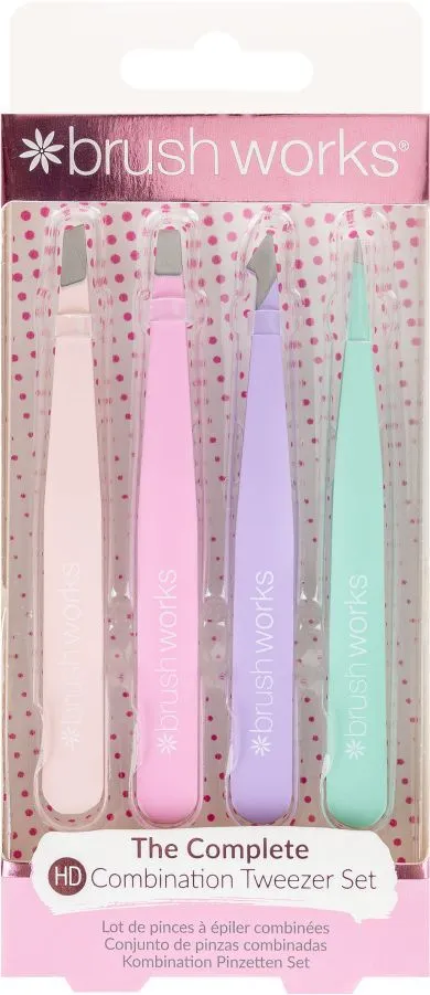 Brushworks Combination Tweezer Set (4pcs) Pastels