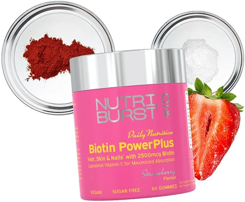 Nutriburst Food Supplement Biotin PowerPlus For Hair, Skin & Nails (60pcs)