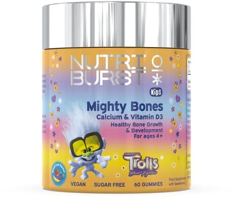 Nutriburst Food Supplement Trolls Mighty Bones Calcium & Vitamin D3 (60pcs)