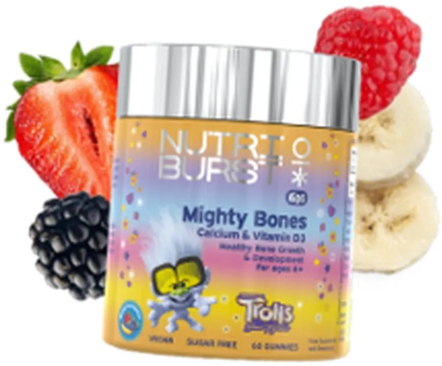 Nutriburst Food Supplement Trolls Mighty Bones Calcium & Vitamin D3 (60pcs)