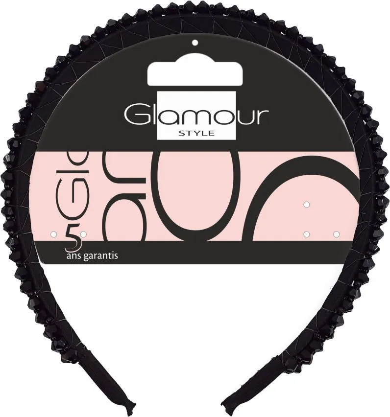 Glamour Headbands Black With Wide Crystals