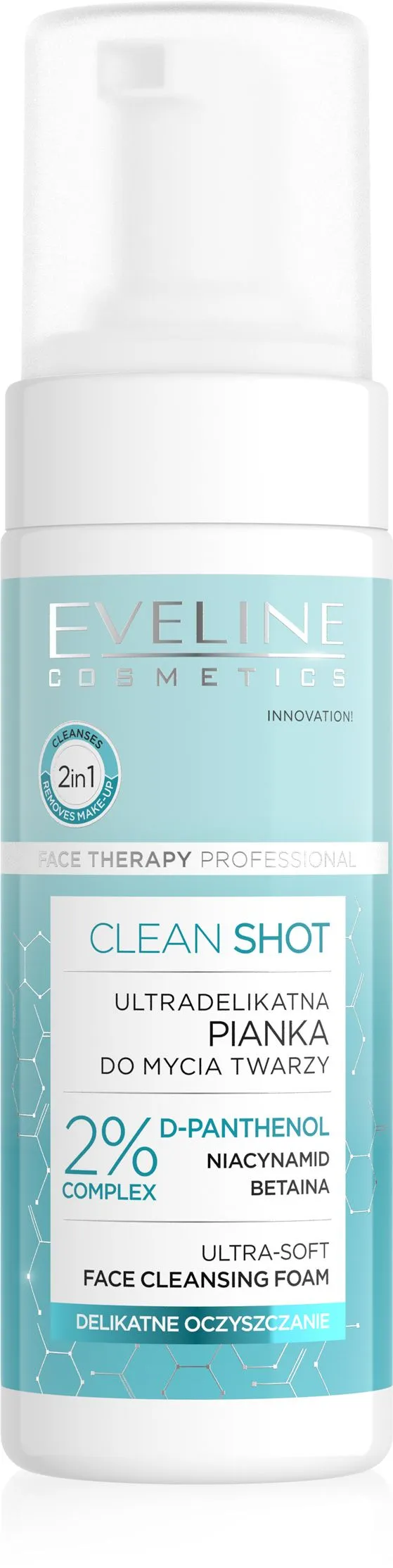 Eveline Cosmetics Clean Shot D-Panthenol Face Cleansing Foam (150mL)