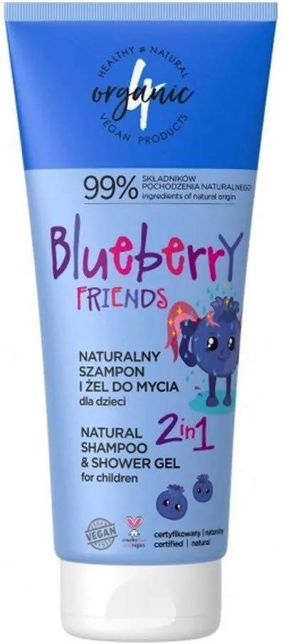 4Organic Shampoo And Shower Gel 2in1 (200mL) Blueberry Friends