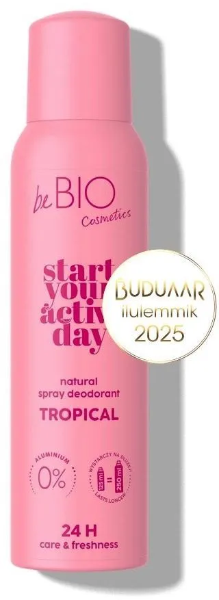 beBIO Natural Deodorant Body Spray Start Your Active Day Tropical (125mL)