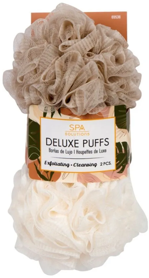 Cala Bath Deluxe Puffs Ivory/Tan (2pcs)
