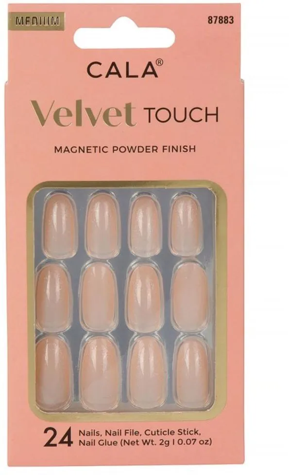 Cala Press On Nails Velvet Touch Round Peach Cateye