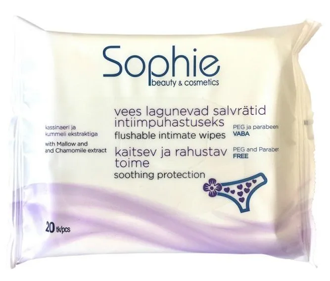 Sophie Flushable Intimate Wipes, Soothing Protection (20pcs)