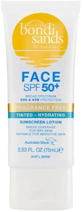 Bondi Sands SPF 50+ Fragrance Free Hydrating Tinted Face Lotion (75mL)