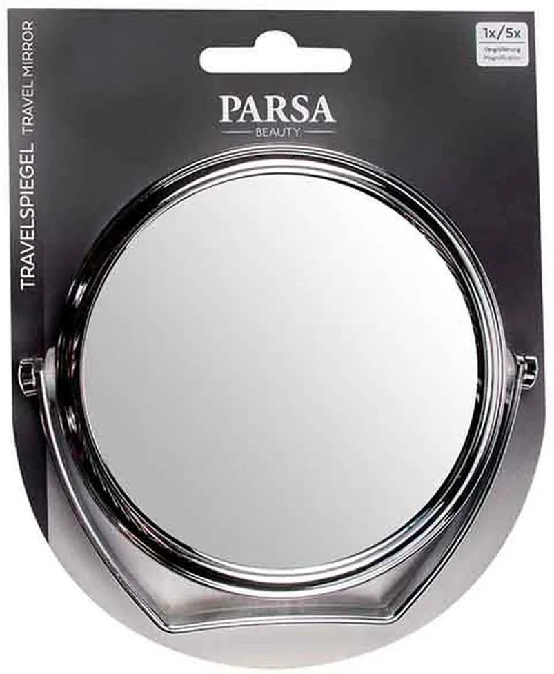 Parsa Beauty Travel Mirror 5x Magnification Silver