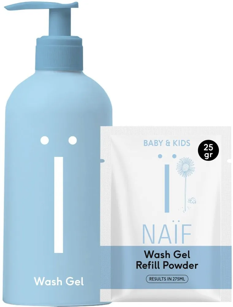 Naïf Pre-Set Wash Gel Pump Bottle (275mL) + Wash Gel Refill Powder (25g)