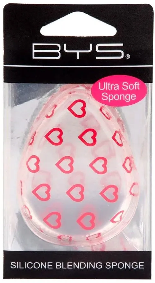 BYS Silicone Blending Sponge Teardrop Clear With Red Hearts