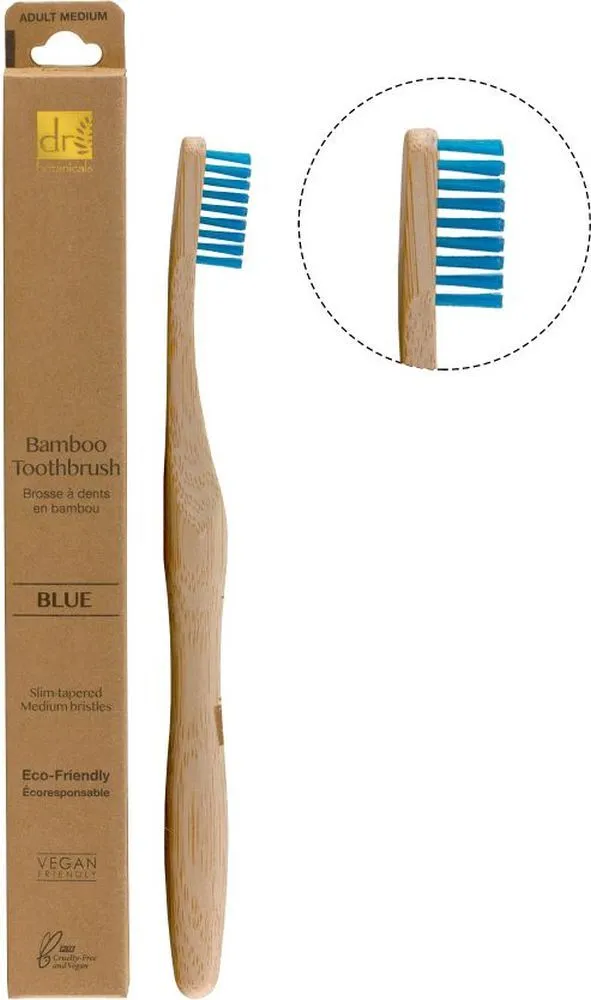Dr Botanicals Bamboo Toothbrush Blue