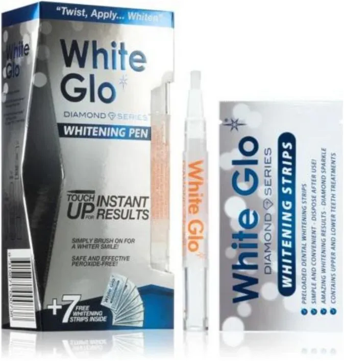 White Glo Diamond Series Whitening Pen & Strips (2,5mL+7pcs)