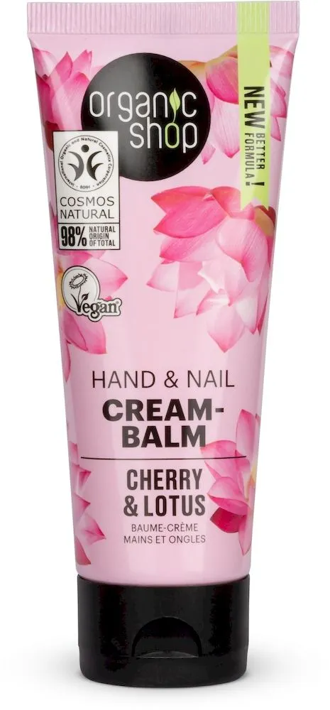 Organic Shop Hand & Nail Cream-Balm Cherry & Lotus (75mL)