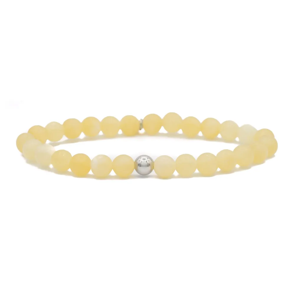 Sparkling Jewels Yellow Calcite & Silver Bead Bracelet Large