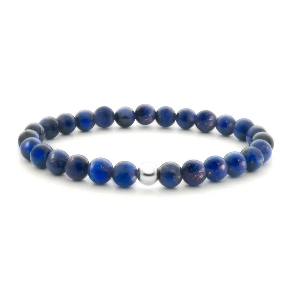 Sparkling Jewels Lapis Lazuli & Silver Bead Bracelet Large
