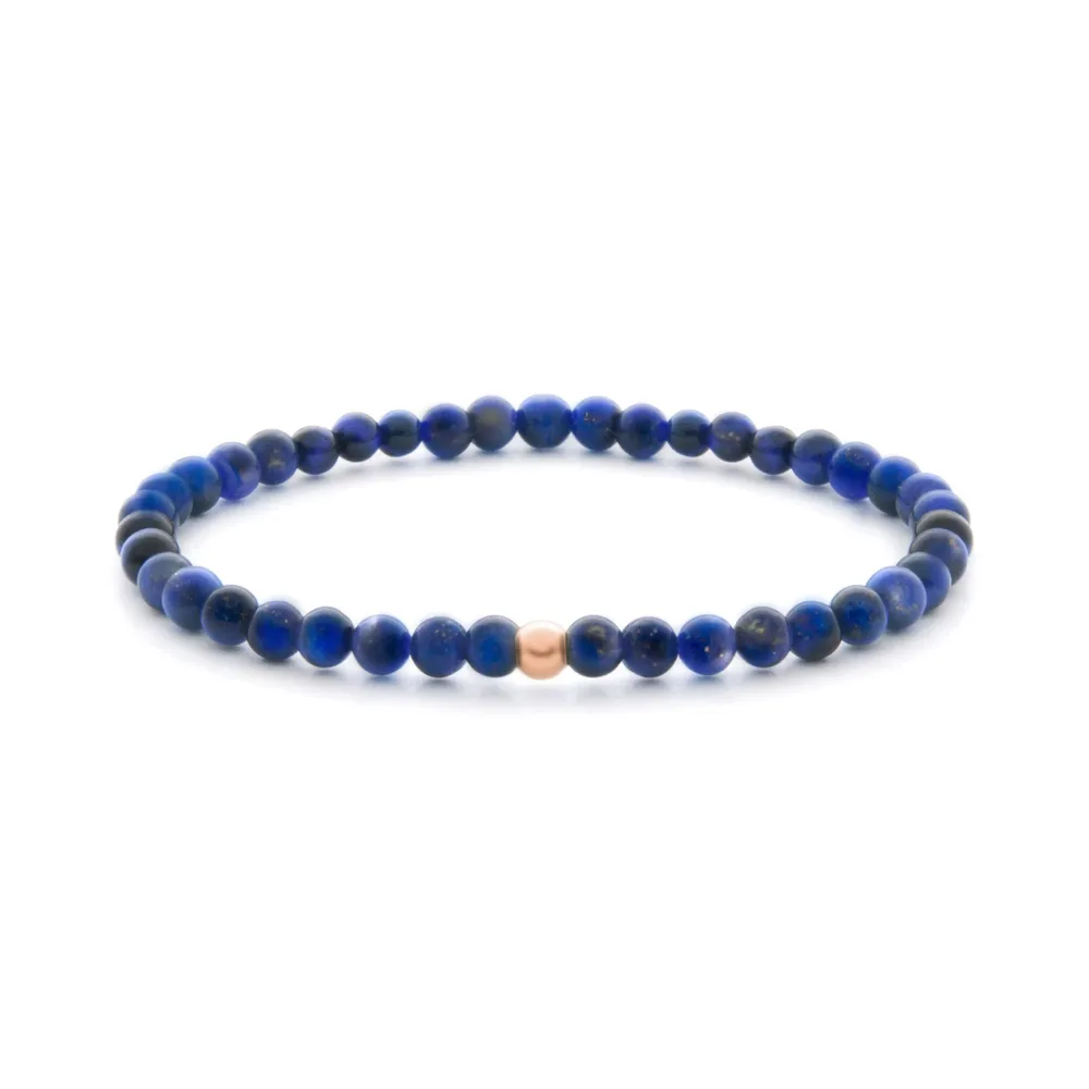 Sparkling Jewels Lapis Lazuli & Rose Gold Bead Bracelet Small 4mm