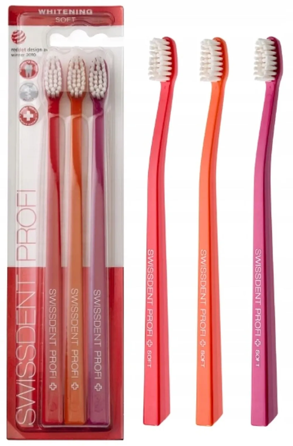 Swissdent Whitening Toothbrush Trio Soft Red/Orange/Pink (3pcs)