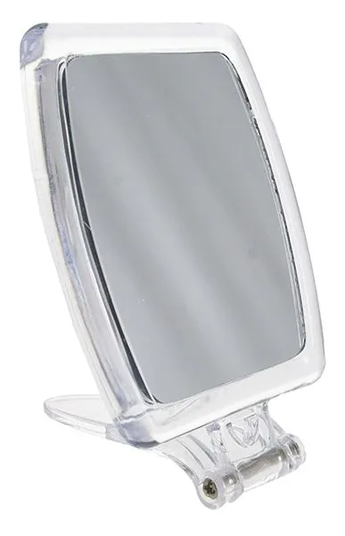 Casuelle Hand-/Standing Mirror in Clear Acrylic, Normal +5X Magnifying Square