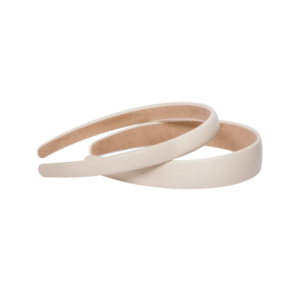 Corinne Vegan Diadem Wide and Narrow (2pcs) Cream