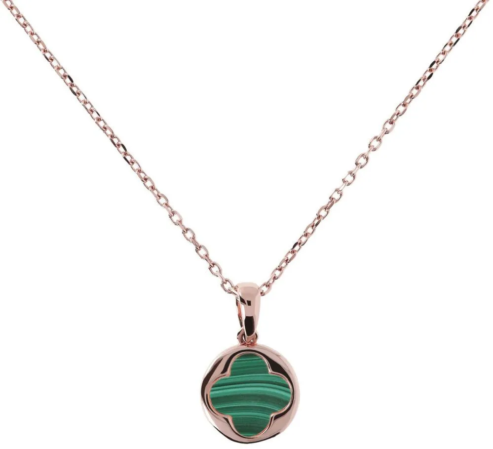 Bronzallure Four Leaf Clover Charm Necklace Malachite