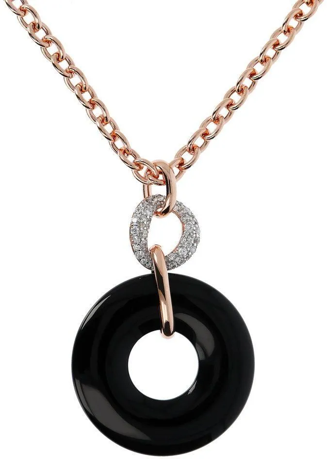 Bronzallure Double Pendant Necklace Black Onyx